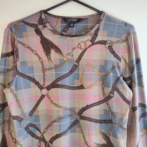 Lauren Ralph Lauren Plaid Blouse - Blue, Pink, Gold, Brown